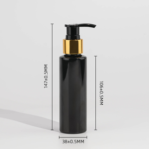 Emballage cosmétique luxueux 100ml <span class=keywords><strong>corps</strong></span> de <span class=keywords><strong>pompe</strong></span> en plastique PET noir avec col doré PP Lotion <span class=keywords><strong>pompe</strong></span> nettoyant Gel savon bouteille - Product Image 3