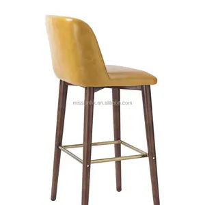 Nordico di lusso scrivania da cucina isola alto piede in legno massello sedia da Bar in vera pelle alta altezza da banco sedie sgabelli