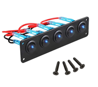 Panneau de 5 interrupteurs à bascule 12V 20A 24V 10A pré-câblé bleu 3 broches SPST pour barre lumineuse LED, éclairage de roche, voiture, camping-car, bateau