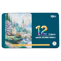12 crayons de couleur aquarellables dans un étui métallique, ensemble de dessin soluble dans l'eau, fournitures de peinture artistique en gros pour enfants et adultes