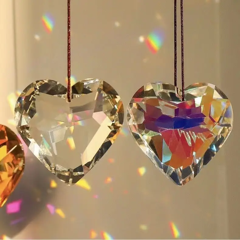 Handgemachte Regenbogen Maker Anhänger Prisma Herz Kristall Sun Catcher Indoor Hanging Ornament für Fenster