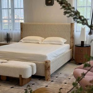 <span class=keywords><strong>Cama</strong></span> de Madera Maciza Estilo Americano en Color Marrón Oscuro, Cabecera Gruesa y Tridimensional, <span class=keywords><strong>Cama</strong></span> Doble Resistente para el Dormitorio Principal - Product Image 2