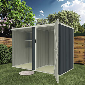 Cobertizo Metálico de Fábrica EF0804(B)-H162, Cobertizo de Almacenamiento para Jardín Exterior con Estantes, Cobertizo de Metal para Patio Trasero, Cuarto de Utilidades - Product Image 1