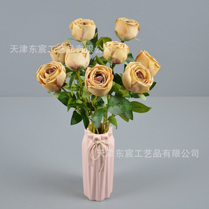 Roses artificielles Dongchen Crafts, fleurs en soie bleues pour décorations de mariage, décoration de table, bouquet de mariée - Product Image 2