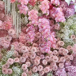 Decoración de Pared de Flores de Hortensia Simuladas para Salón de Bodas, Color Rosa Blanco, 8 Pies, Flores Artificiales de Seda Hechas a Mano de Alta Calidad - Product Image 2