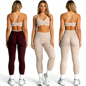 <span class=keywords><strong>Pantalones</strong></span> de Yoga de Cintura Alta con Estampado de Leopardo para Mujer, Sin Costuras, Control de Abdomen, Ajustados, Ideales para Fitness - Product Image 1