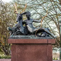 Estatua de bronce de gran tamaño, diosa Diana fundida con escultura de alce