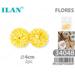 Ilan Flores Fiori Artificiali Gialli 4cm 2 Pezzi Decorativi per Artigianato - Product Image 3
