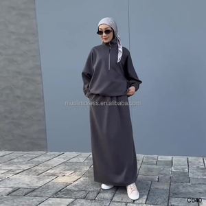 2026 Dubai thời trang Muslim abaya thể thao dây kéo hàng đầu và váy <span class=keywords><strong>ensemble</strong></span> hồi giáo khiêm tốn thời trang cho phụ nữ - Product Image 1