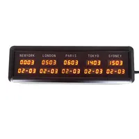 Jam Digital LED Mini Zona Waktu Dunia 04-Inci Elektronik Multi-Zona Bentuk Kotak 5 Kota Tanggal Desain Modern Kantor Kamar Tidur Ruang Tamu