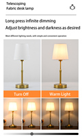 Lampe de table créative en métal sans fil rechargeable, commande tactile, variateur d'intensité, lampe de chevet rétro en tissu, lampe de bureau décorative