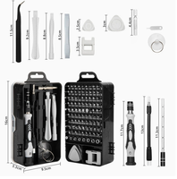 Jeu de tournevis de précision multifonction 115 pièces avec poignée magnétique en plastique, embouts CR-V, OEM, pour ordinateur portable, PC, téléphone, iPhone, MacBook