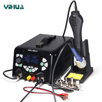 Station de soudage et dessoudage YIHUA 853D 5A II 3 en 1 avec pistolet à air chaud, fer à souder et alimentation USB DC pour soudage BGA
