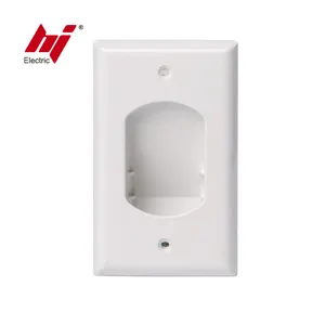 Low Voltage White 1 Gang Recessed Cable Access Wall Plate for Internal Cable Management