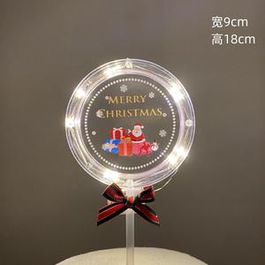 ท็อปเปอร์เค้กคริสต์มาสอะคริลิคพร้อมไฟ LED รูปน้ำผึ้งและหวานๆ ขนาด 9x18 ซม. สำหรับตกแต่งเค้ก - Product Image 1