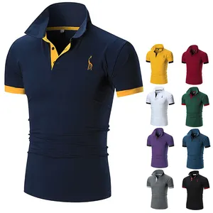 t-shirt man zwarte kleur Suppliers-Hot Selling Ontwerp Custom Logo Polyester Effen Kleur Uniform Golf Polo Camiseta Polo Shirt Voor Mannen
