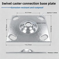 Roulettes universelles en acier au carbone galvanisé avec plaque de connexion inférieure, fixations industrielles pour roulettes de 3, 4 et 5 pouces