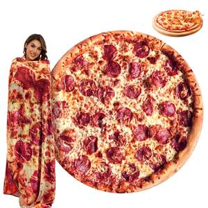 Couverture de pizza réaliste taille <span class=keywords><strong>adulte</strong></span> couverture de nourriture drôle couverture de nouveauté ronde en peluche douce pour lit canapé ou voyage - Product Image 1