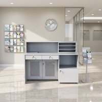 Comptoir de réception moderne en cuir blanc avec armoire de rangement, comptoir carré pour salon de manucure, design épuré pour bureau et salon