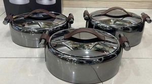 Venta al por Mayor de 3 Piezas de Ollas Térmicas de Acero Inoxidable de Lujo para Alimentos, de 2L, 2.5L y 3L, para Servir Comida en Eventos, Fiestas y Bufés - Product Image 5
