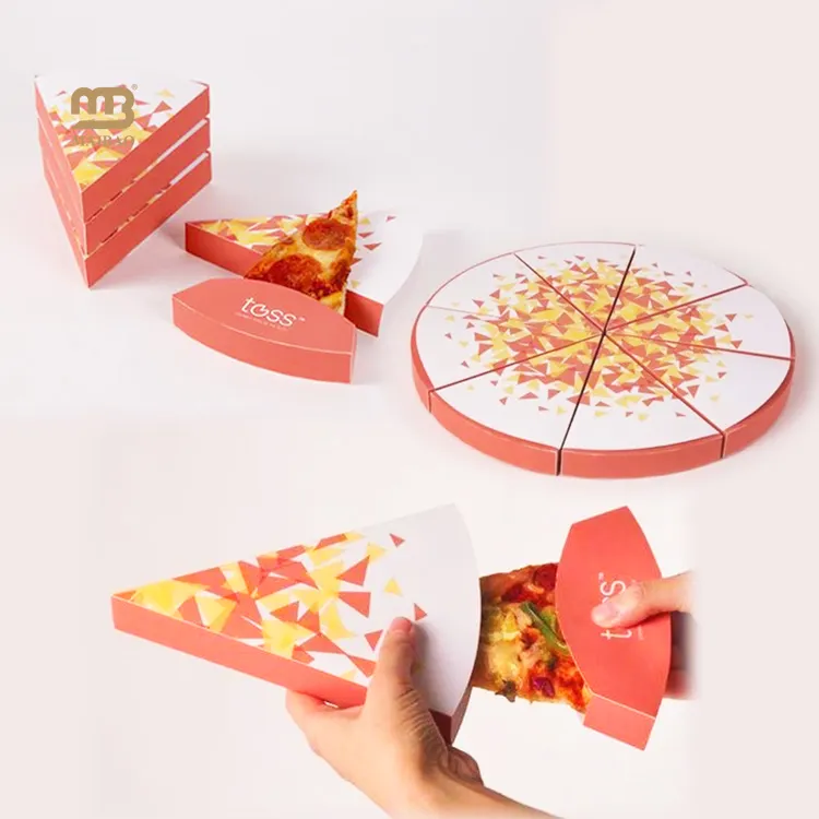 Triángulo de una sola vez Gourmet Pizza Box sándwich queso pizza rebanada caja embalaje horneado cono papel Kraft cartón con ventana transparente