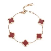 Nueva Joyería en Línea de Acero de Titanio con Trébol de Cuatro Hojas y Cinco Flores, de Doble Cara, Chapada en Oro de 18k, que Conserva el Color