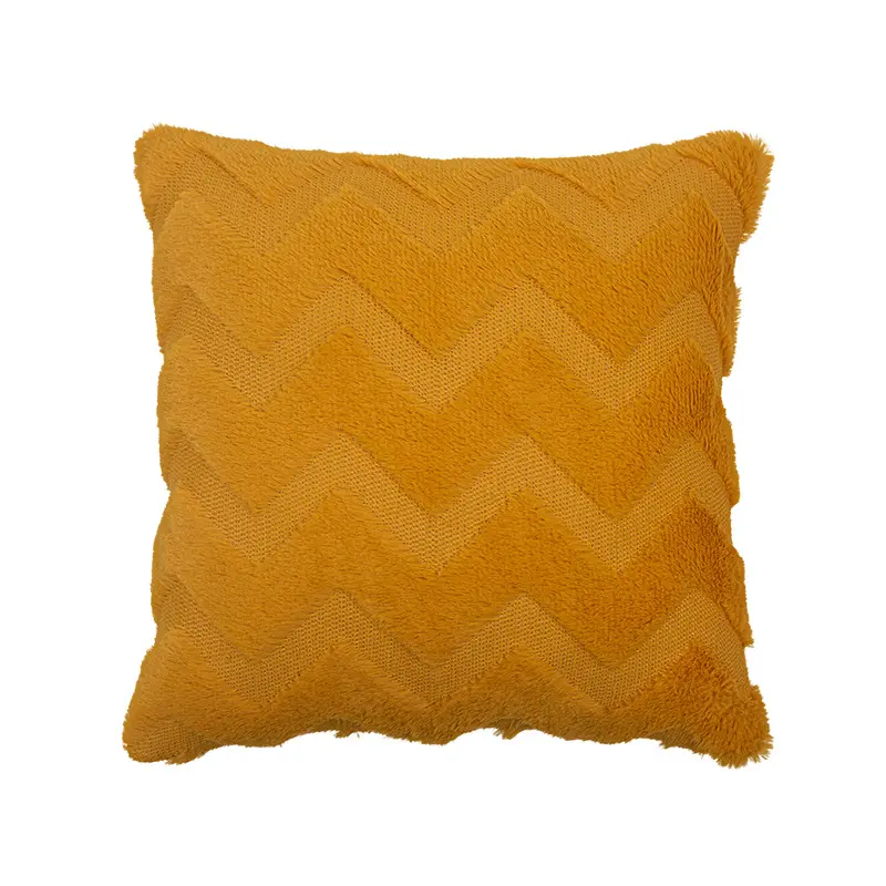 Motif de vague de vague nordique couleur unie taie d'oreiller en peluche salon canapé géométrique brodé laine oreiller housse de coussin