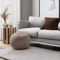 Grand pouf ottoman en acrylique tricoté, design bohème moderne, meuble de salon et chambre, 20" L x 15" H, marron, Chine