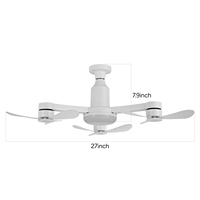 Ventilateur de plafond intelligent à intensité variable avec minuterie, 3 couleurs changeantes, design hélicoptère moderne, douille E27, pour la décoration intérieure - Vente chaude