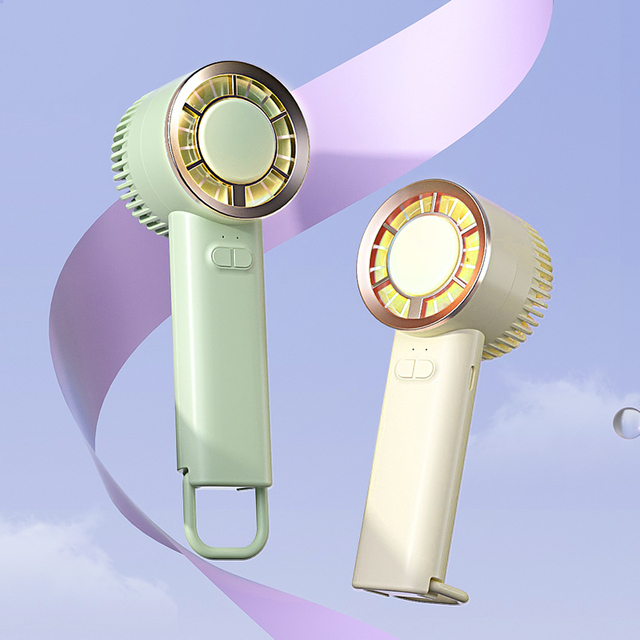 Turbo Mini USB Handheld Fan Portable Ambient Light Charging Feature Three Levels Speed for Household Outdoor Hotel Use English