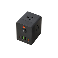 BSSY) Nouvelle prise convertisseur 110V USB + Type-C, multiprise à charge rapide, rallonge noire