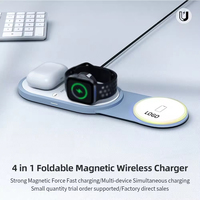 Support de chargeur de téléphone sans fil pliable magnétique 3 en 1, station de charge rapide pour téléphone, écouteurs et montre connectée