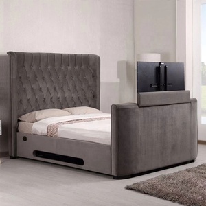 Moderna in pelle di velluto <span class=keywords><strong>sotto</strong></span> il <span class=keywords><strong>letto</strong></span> <span class=keywords><strong>con</strong></span> il cristallo testata ascensore tv telecomando europeo di design camera da <span class=keywords><strong>letto</strong></span> mobili <span class=keywords><strong>letto</strong></span> di lusso <span class=keywords><strong>con</strong></span> tv - Product Image 3