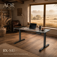 Bureau électrique réglable en hauteur AOR avec surface en bois, en MDF, pour bureau à domicile, avec cadre métallique durable, vente en gros usine