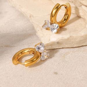 2024เครื่องประดับที่ดี18K ชุบทอง925เงินประสาน zircon หัวใจต่างหูห่วง - Product Image 4