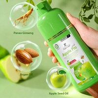 Shampoo colorant capillaire noir à la pomme 400 ml, 3 en 1, sans ammoniaque, coloration facile, huile d'argan, ginseng, coloration capillaire à base de plantes pour hommes et femmes