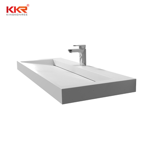Negro sólido superficie colgado en la pared de la cuenca de forma cuenca forma baño lavabos - Product Image 2