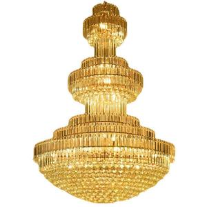 โคมไฟระย้าคริสตัลทรงรีสีขาวอบอุ่นสำหรับห้องนั่งเล่นในวิลล่า/โรงแรมสไตล์ยุโรป พร้อมบันไดทองคำแบบโปร่ง สไตล์หรูหรา - Product Image 1