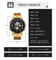 Jam Tangan Digital SKMEI 2205 Grosir Pria Layar Ganda Tali Baja Tahan Karat Logo Kustom Didukung untuk Penggunaan Bisnis dan Olahraga