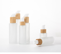 Flacon de lotion en verre dépoli avec bouchon en bambou 100ml 150ml – Emballage cosmétique rechargeable pour soins de la peau et beauté (vente en gros)