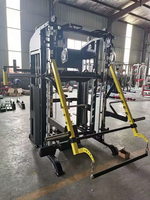 Máquina Smith Comercial Todo en Uno, Entrenador Funcional, Power Rack, Equipo Multigimnasio con Sistema de Poleas de Doble Cable