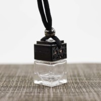 Diffuseurs de parfum pour voiture en verre transparent de forme carrée avec logo personnalisé, 5 ml, 10 ml, 15 ml, imprimés à l'écran, avec bouchon à vis