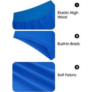 Fisoew Pantalones cortos para correr para mujer, cintura alta, elásticos, de secado rápido, con bolsillos, para gimnasio, yoga, azul - Product Image 5