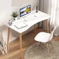 Mesa de escritório em casa simples estudo quarto, mesa de escrivaninha pequena combinação mesa curvada tabela de madeira sólida perna mesa