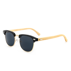 Classic Model <b>Square</b> Full Rim Bamboo Temple Sunglasses with <b>Mirror</b> Lenses and % UV Protection Unisex Women - Product Image 3