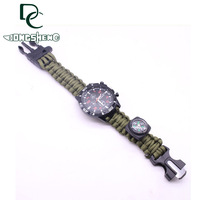 Bracelet Paracorde EDC Kit de Survie Multitool Montre Sifflet Corde d'Urgence pour Extérieur avec Couteau Camping