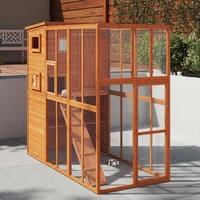 GreenGrow Classic Maison pour chat d'extérieur en bois massif, respirante, de forme carrée, grande, avec cage en bois, mobilier pour animaux de compagnie haut de gamme, en promotion