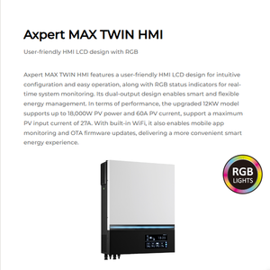 Inversores Solares Híbridos <span class=keywords><strong>Voltronic</strong></span> <span class=keywords><strong>Axpert</strong></span> de 8Kva, 10Kva y 11Kva de Baja Frecuencia y Onda Sinusoidal Pura para Sistemas de Energía Solar - Product Image 2