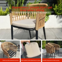 Ensemble de jardin de luxe léger en alliage d'aluminium pliable pour l'extérieur, table et chaises de négociation pour salon de thé, café, salle à manger