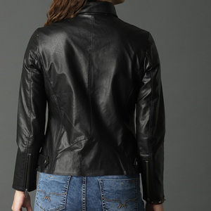De las mujeres de cuero negro <span class=keywords><strong>chaqueta</strong></span> guapo con remache de cremallera <span class=keywords><strong>chaqueta</strong></span> de cuero de moda de mujer Chaquetas - Product Image 4